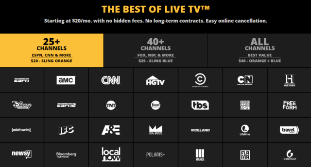 sling tv packages 76051