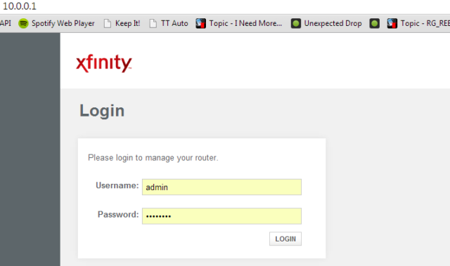 admin login xfinity